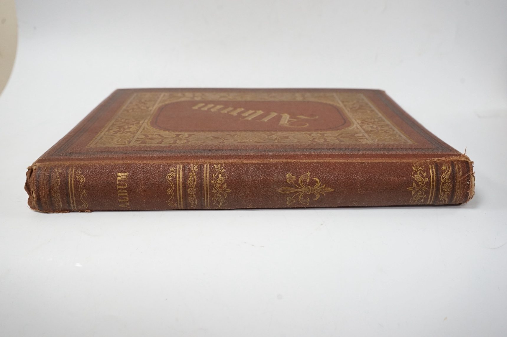 A Victorian album of greetings cards and decoupage. Condition - good